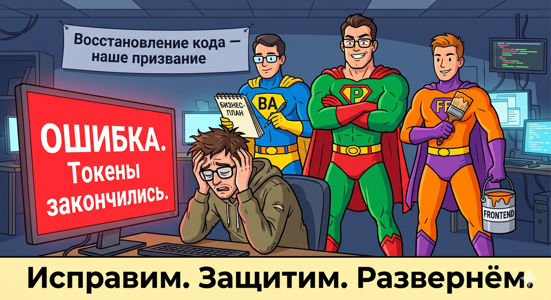 Vibe-код не работает?<br/><br/> Исправим. Защитим. Развернем.