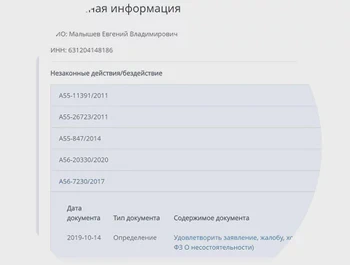 Найденные документы сгруппированы по типам и делам